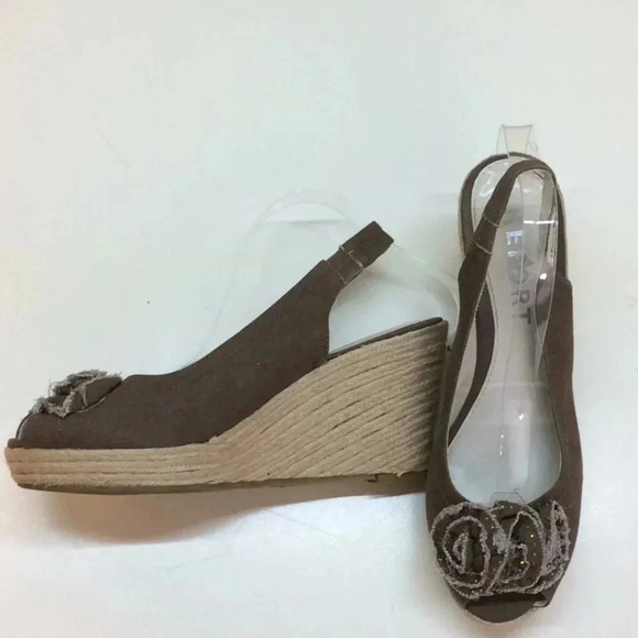 Report Brown Canvas Espadrilles Wedge Sandals - Picture 3 of 8